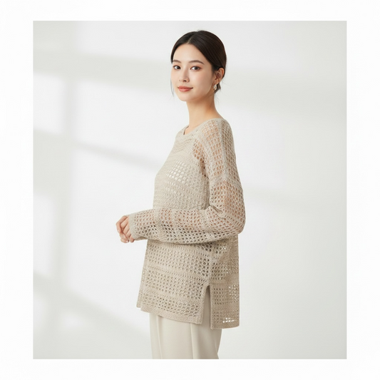 Grey Crochet Knit Top | Comfortable Chic Everyday Wear