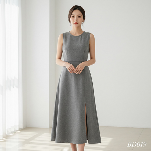 Grey Elegance Midi Dress