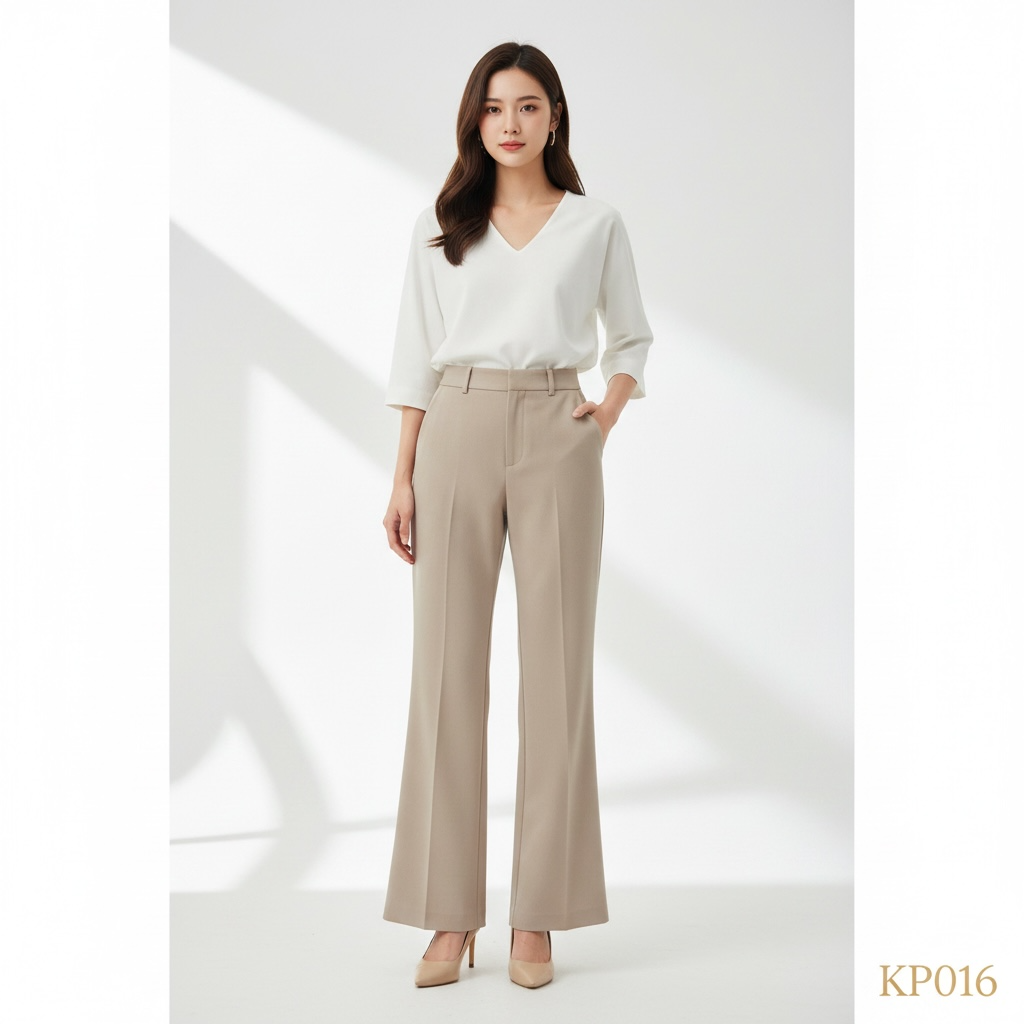 Korean Flare Fit Trousers (Beige)