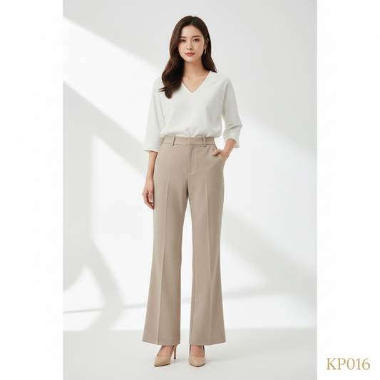 Korean Flare Fit Trousers (Beige)