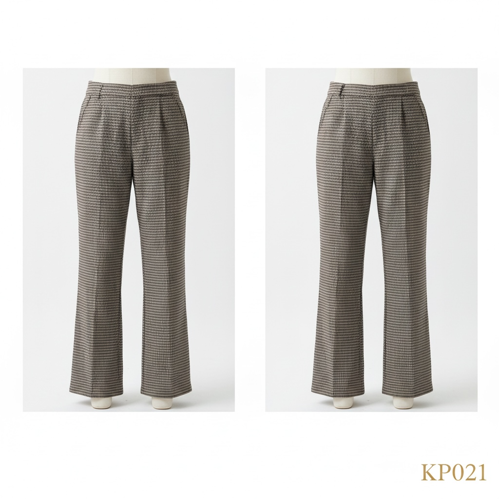 Korean Check Flare Trousers