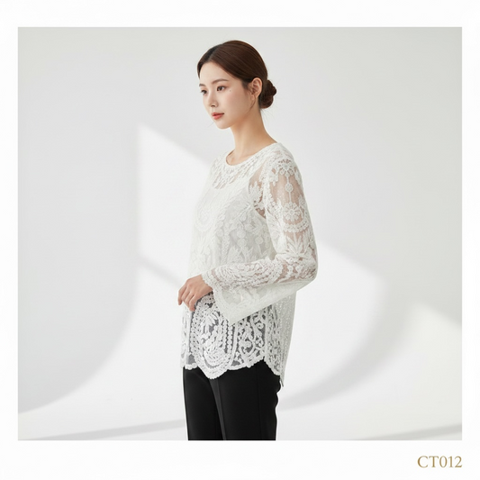 White Floral Lace Top