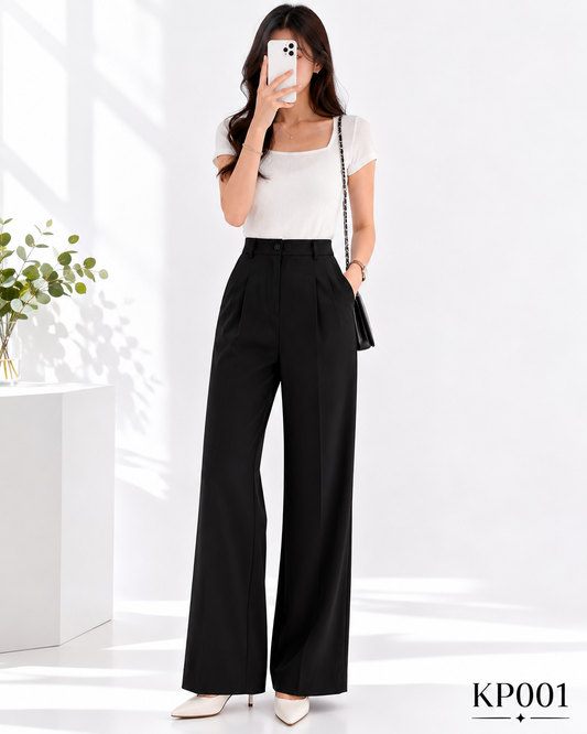 Korean Straight Fit Pants - Black