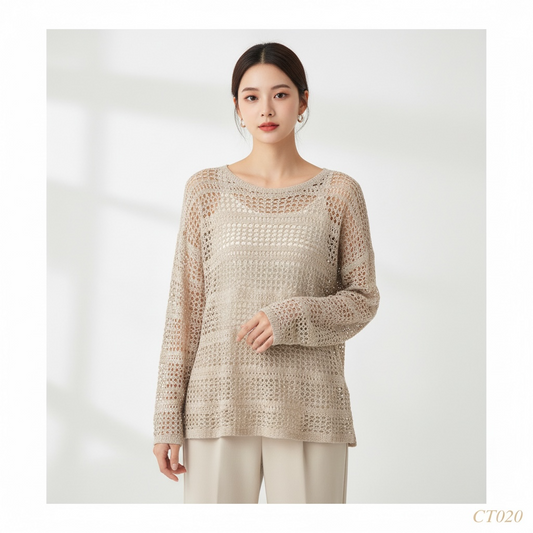 Grey Crochet Knit Top | Comfortable Chic Everyday Wear