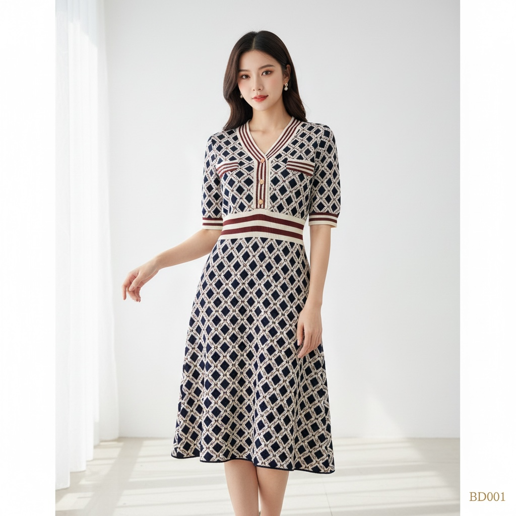 Diamond Knit Midi Dress