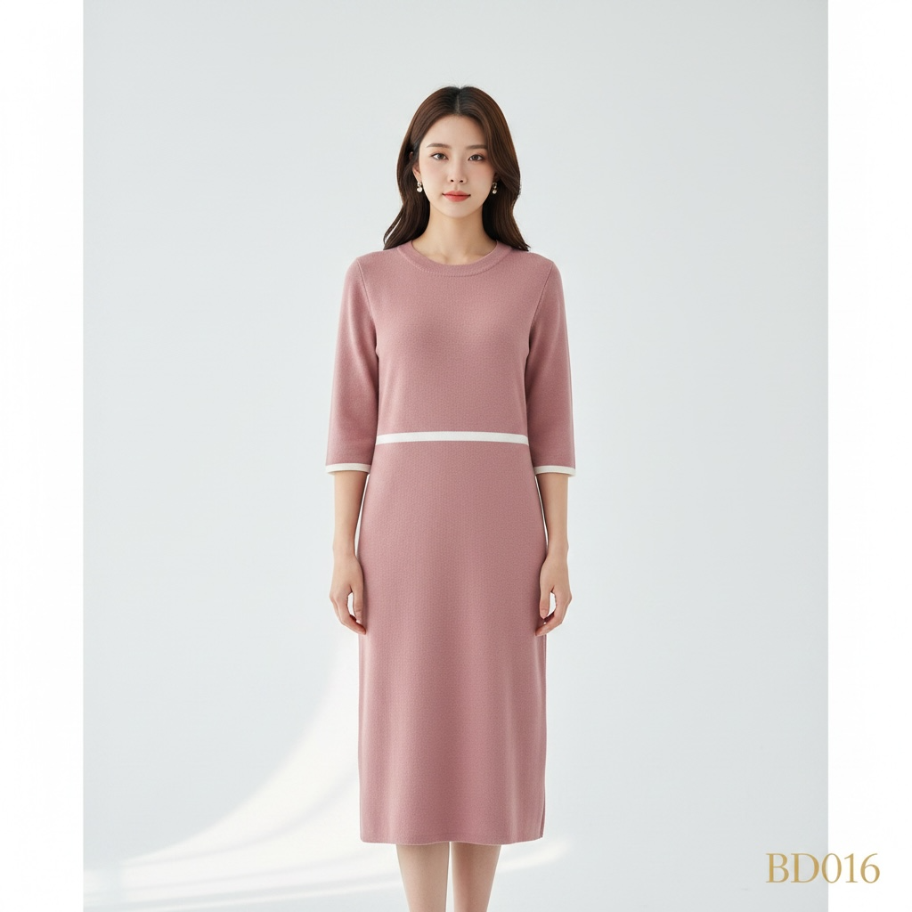 Pink Knit Midi Dress