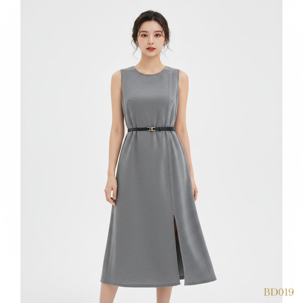 Grey Elegance Midi Dress