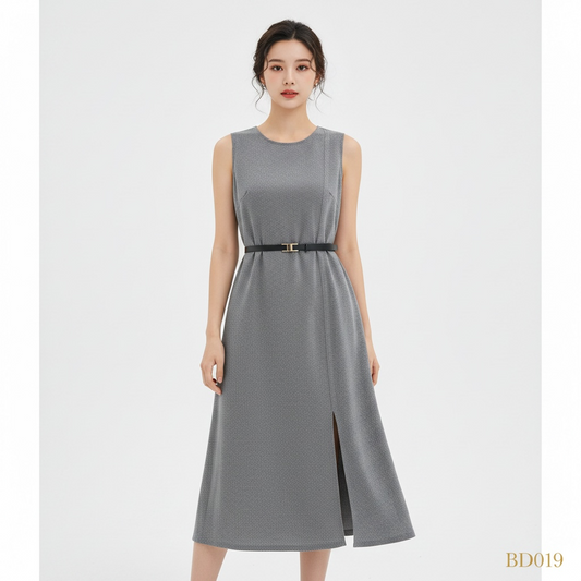 Grey Elegance Midi Dress