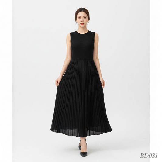 Black Pleated Maxi Dress