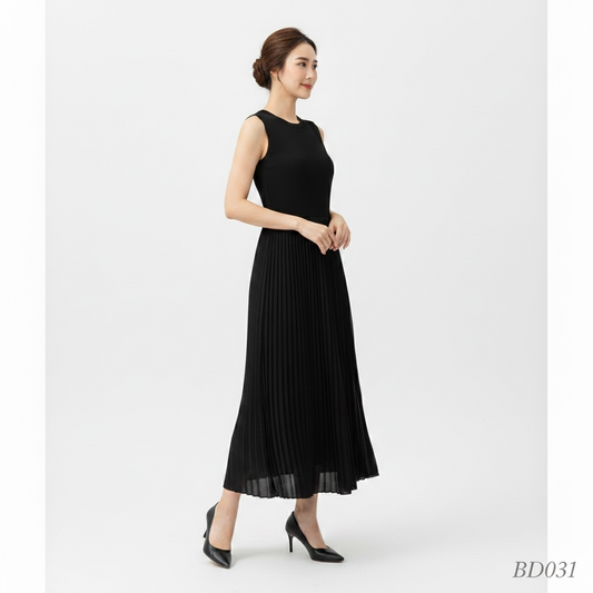 Black Pleated Maxi Dress