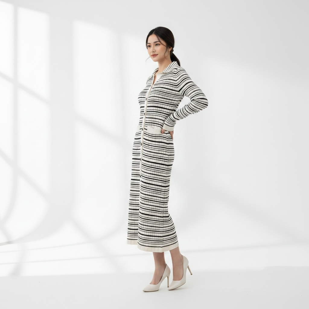 Striped Knit Maxi Dress