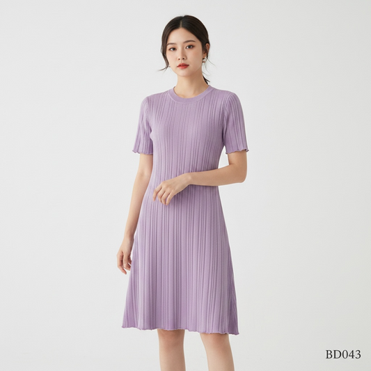 Lavender Ribbed Knit Dress