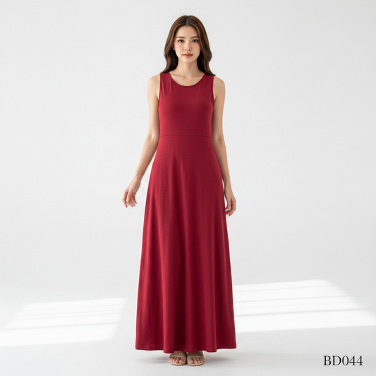 Maroon Sleeveless Maxi Dress