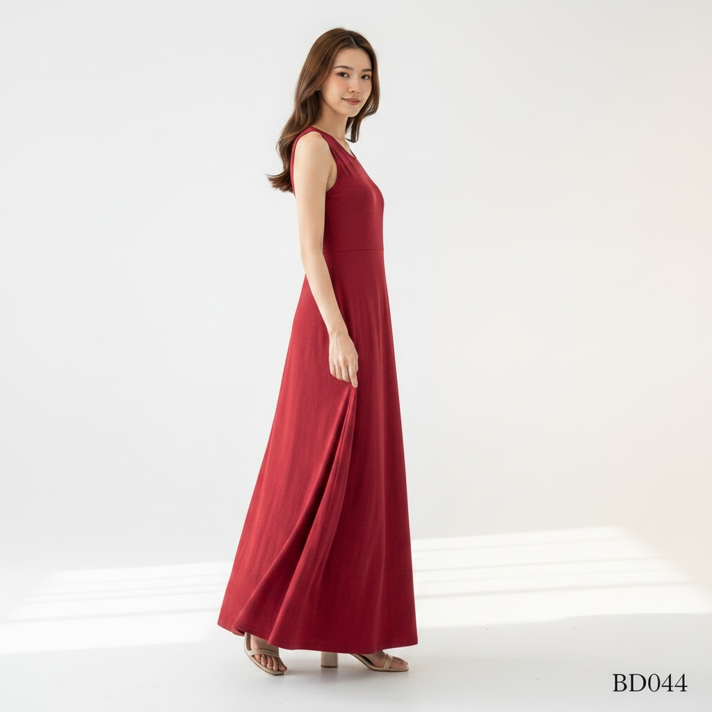 Maroon Sleeveless Maxi Dress