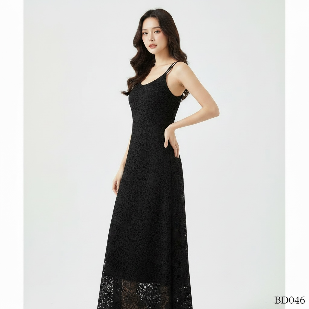 Black Lace Maxi Dress