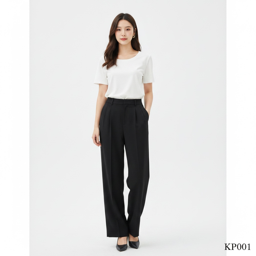 Korean Straight Fit Pants - Black