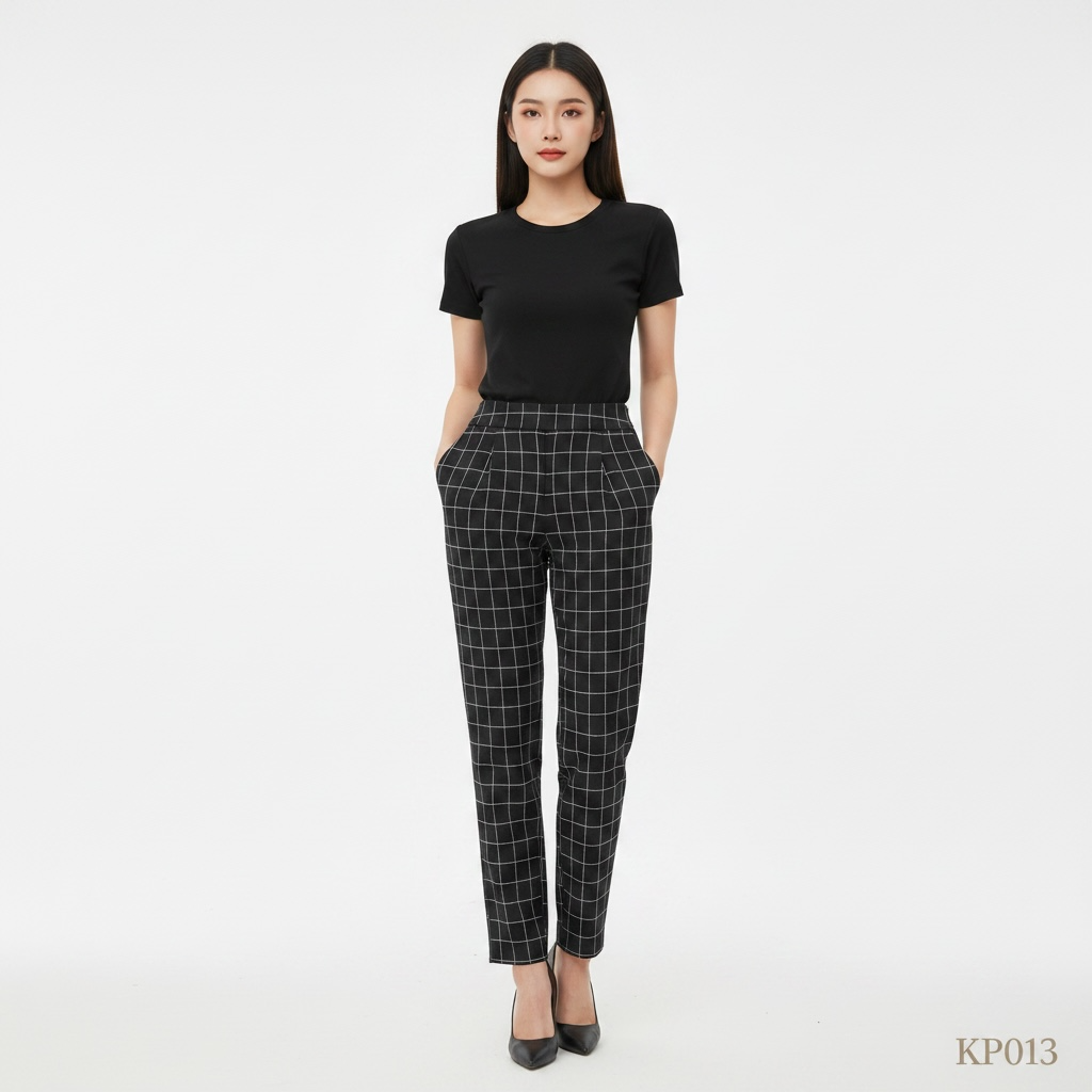 Black Checkered Formal Trousers