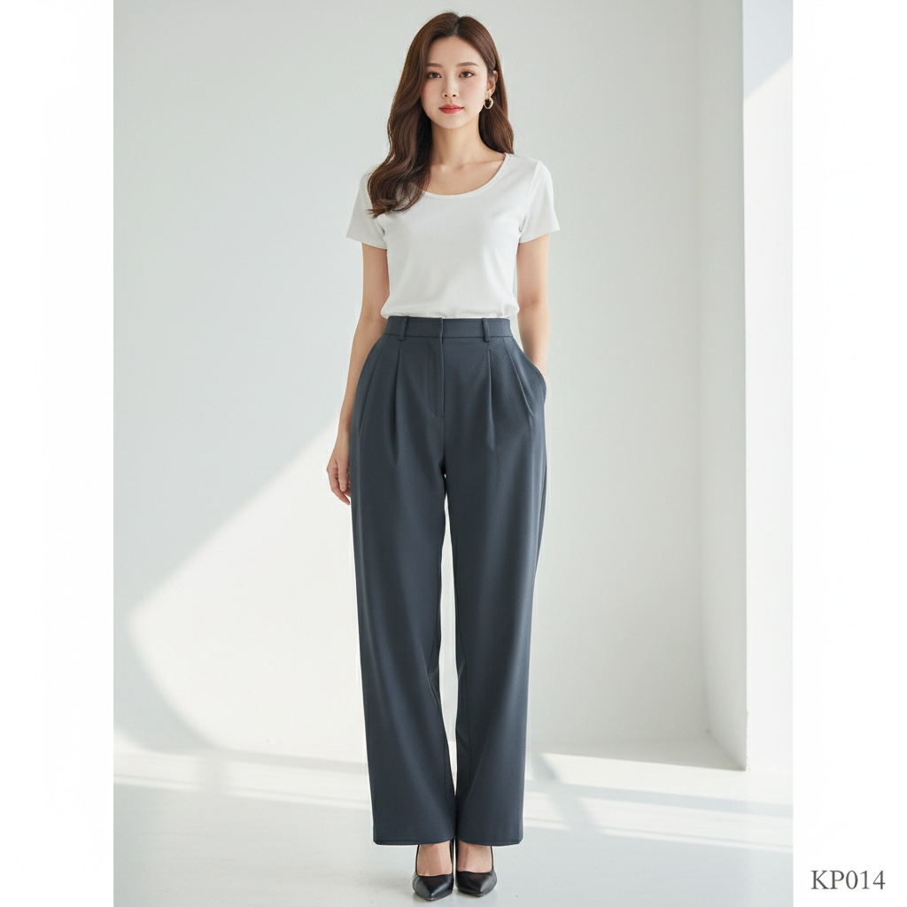 Korean Straight Fit Trousers (Grey)