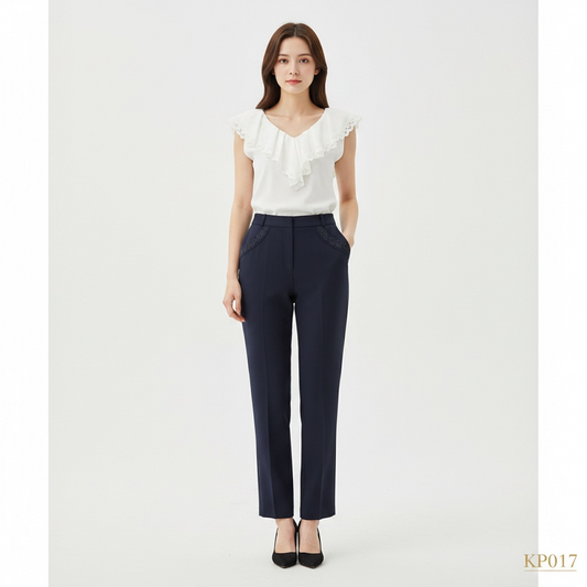 Korean Pocket Detail Trousers (Purple)