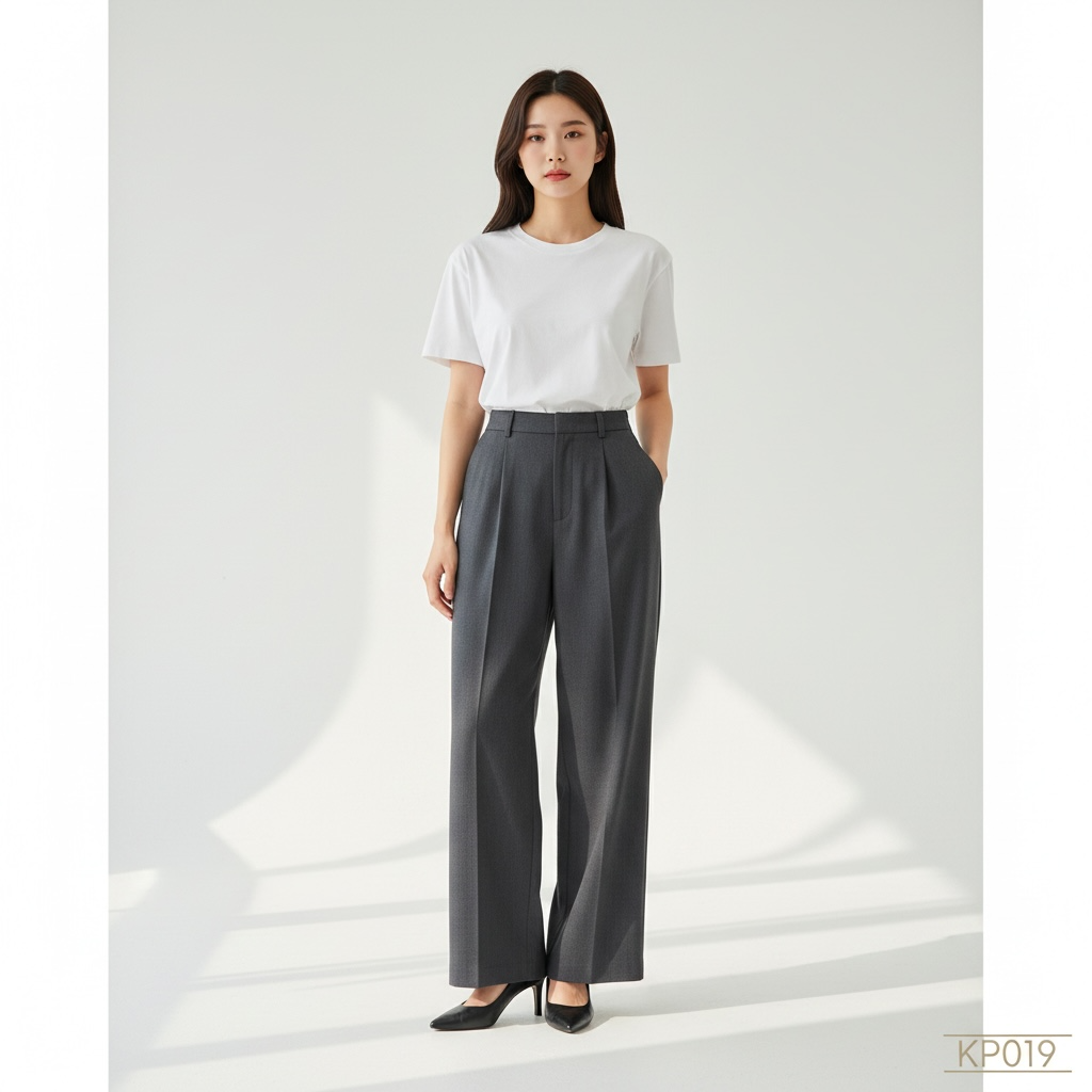 Korean Wide Leg Trousers (Grey)