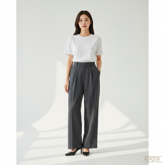Korean Wide Leg Trousers (Grey)