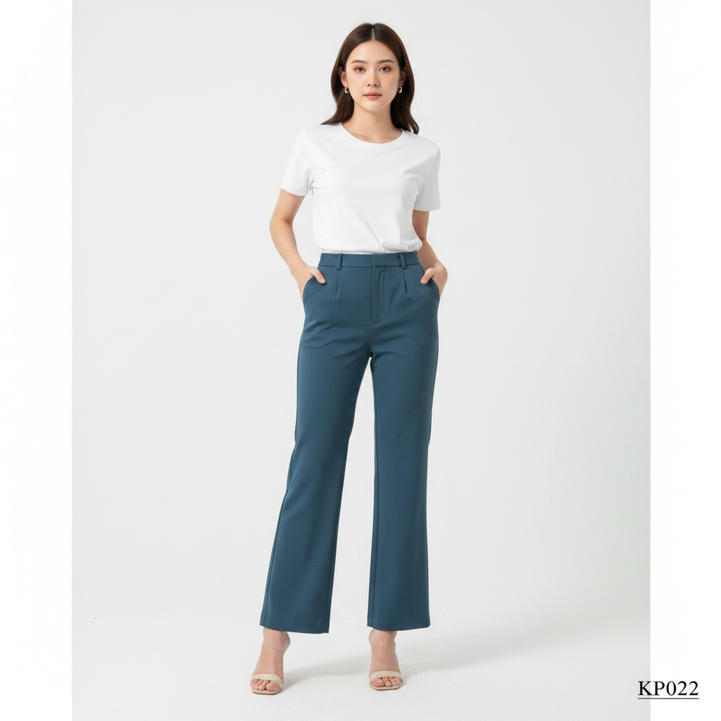 Korean Straight Fit Trousers (Blue)