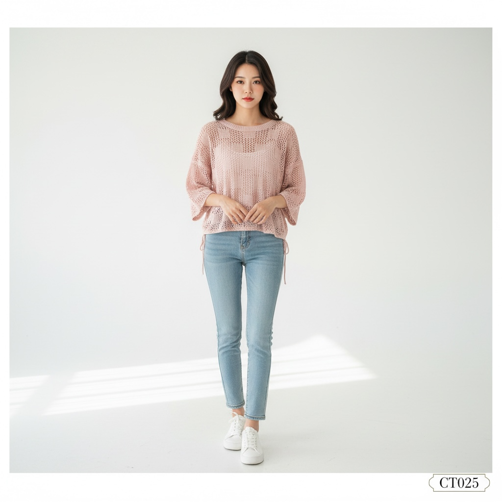 Blush Pink Oversized Knit Top