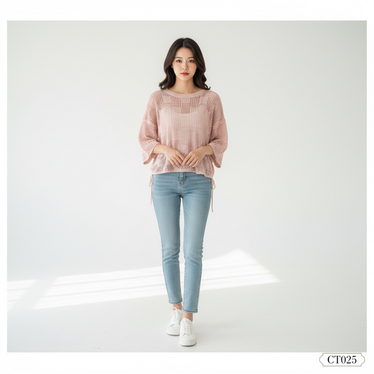 Blush Pink Oversized Knit Top