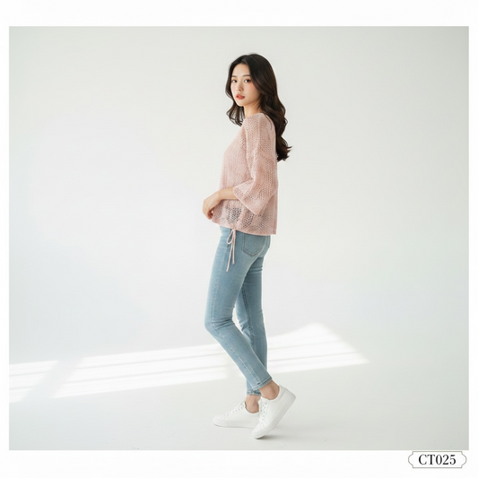 Blush Pink Oversized Knit Top