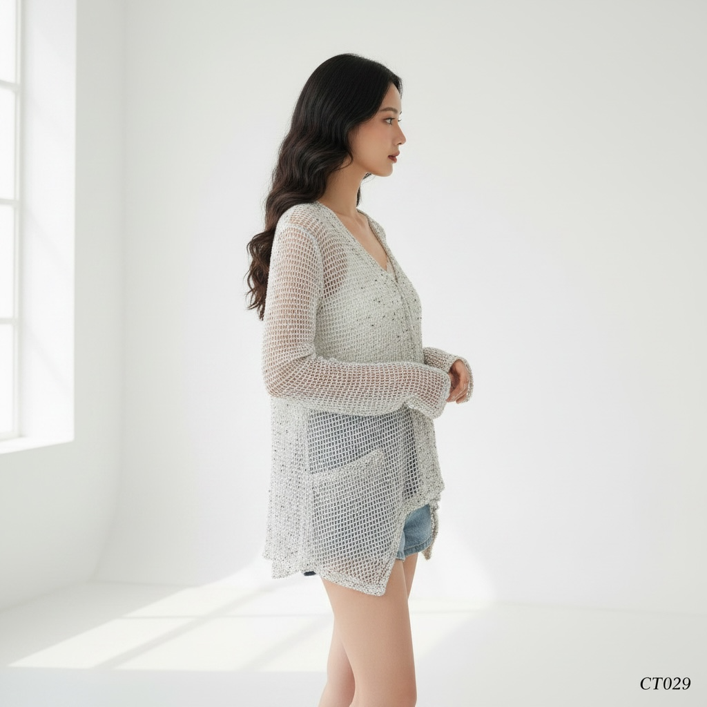 White Open Knit Shrug