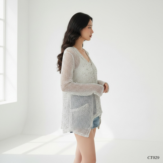 White Open Knit Shrug