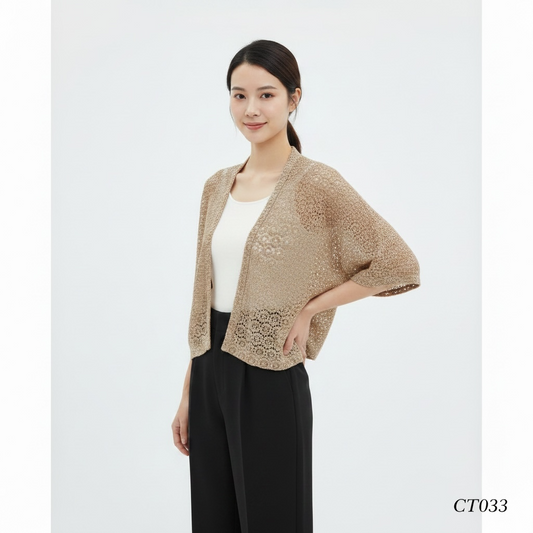 Brown Open Knit Shrug