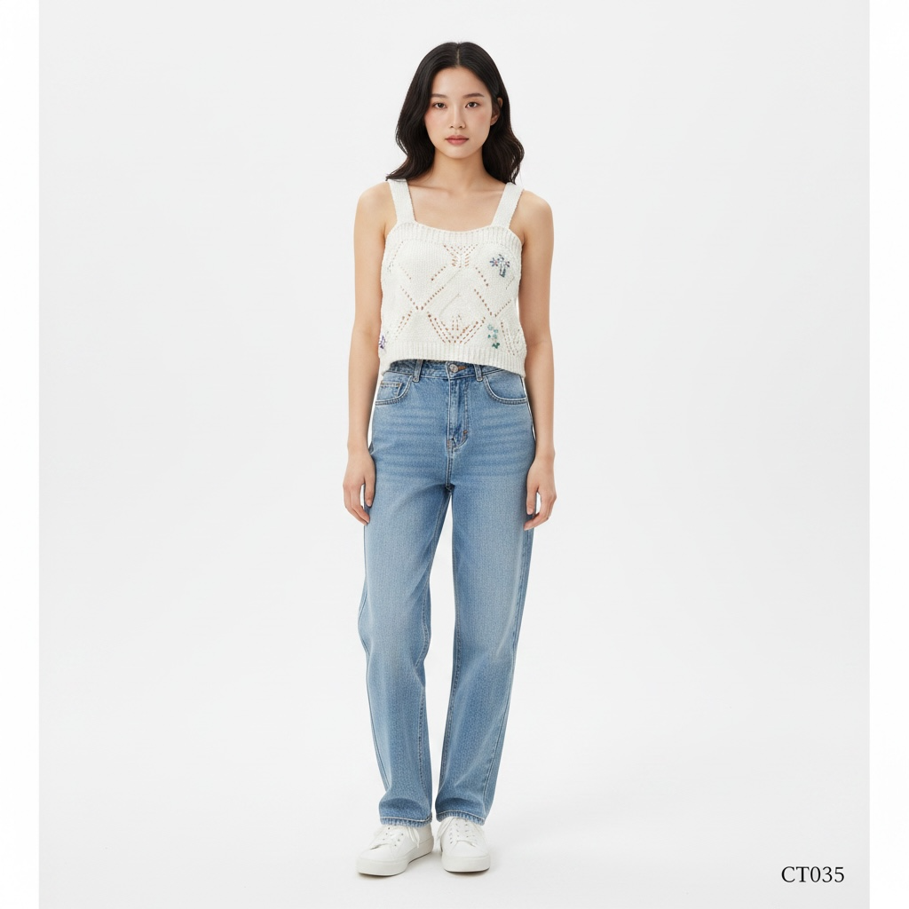 White Crochet Knit Top